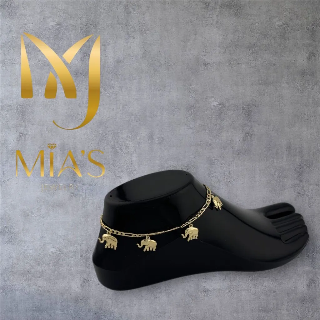 14k Gold Five Elephants Anklet_11zon