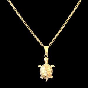 18K Gold Plated Sparkling Sea Turtle Pendant Necklace