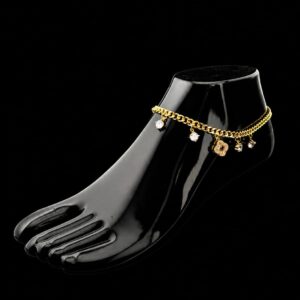 Elegant Gold Curb Link Charm Anklet - 11